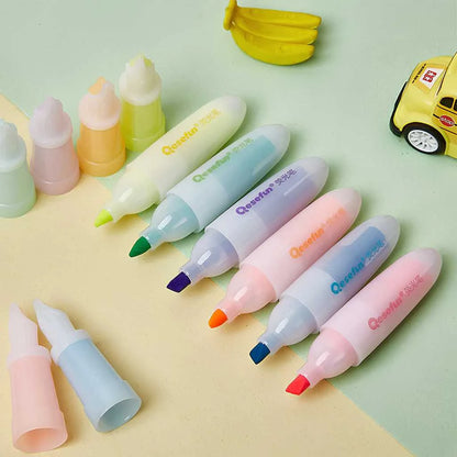 Fountain Pen Highlighter Set - 6 Vibrant Pastel Colors | DODKart