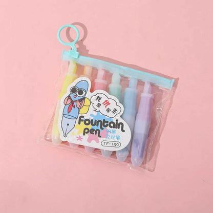 Fountain Pen Highlighter Set - 6 Vibrant Pastel Colors | DODKart