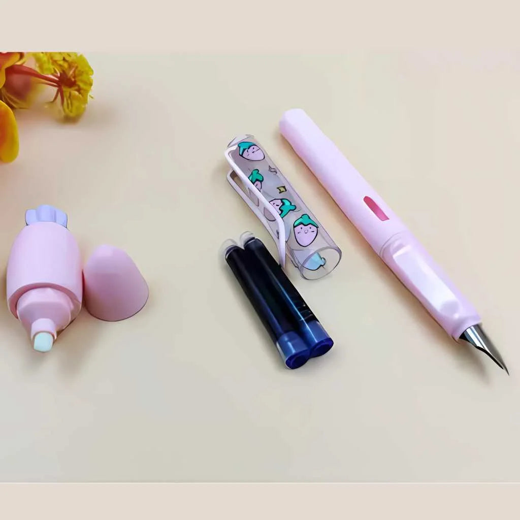 Fountain Pen Set with Cute Ink Eraser For Kids