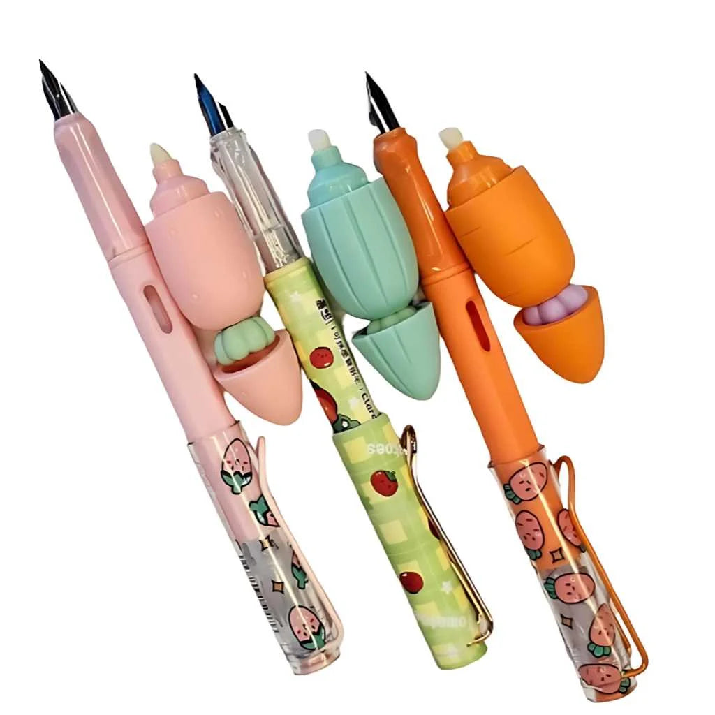 Fountain Pen Set with Cute Ink Eraser For Kids