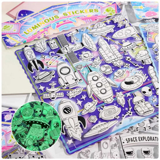 Glow in The Dark Space Radium Stickers for Kids