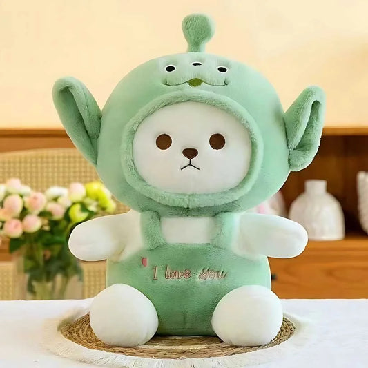 Green Alien Cute Teddy Bear with Cap