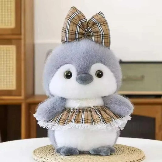 Grey Penguin Plush Toy with Skirt Cute 35cm Dressed Soft Toy for Kids