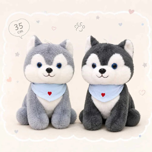 Grey Scarf Dog Plush Toy Premium 35cm Soft Toys