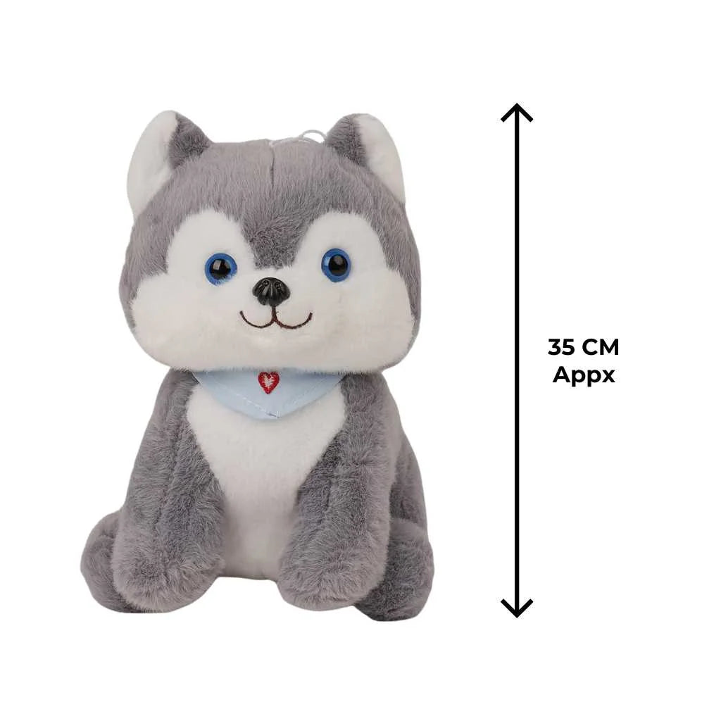 Grey Scarf Dog Plush Toy Premium 35cm Soft Toys