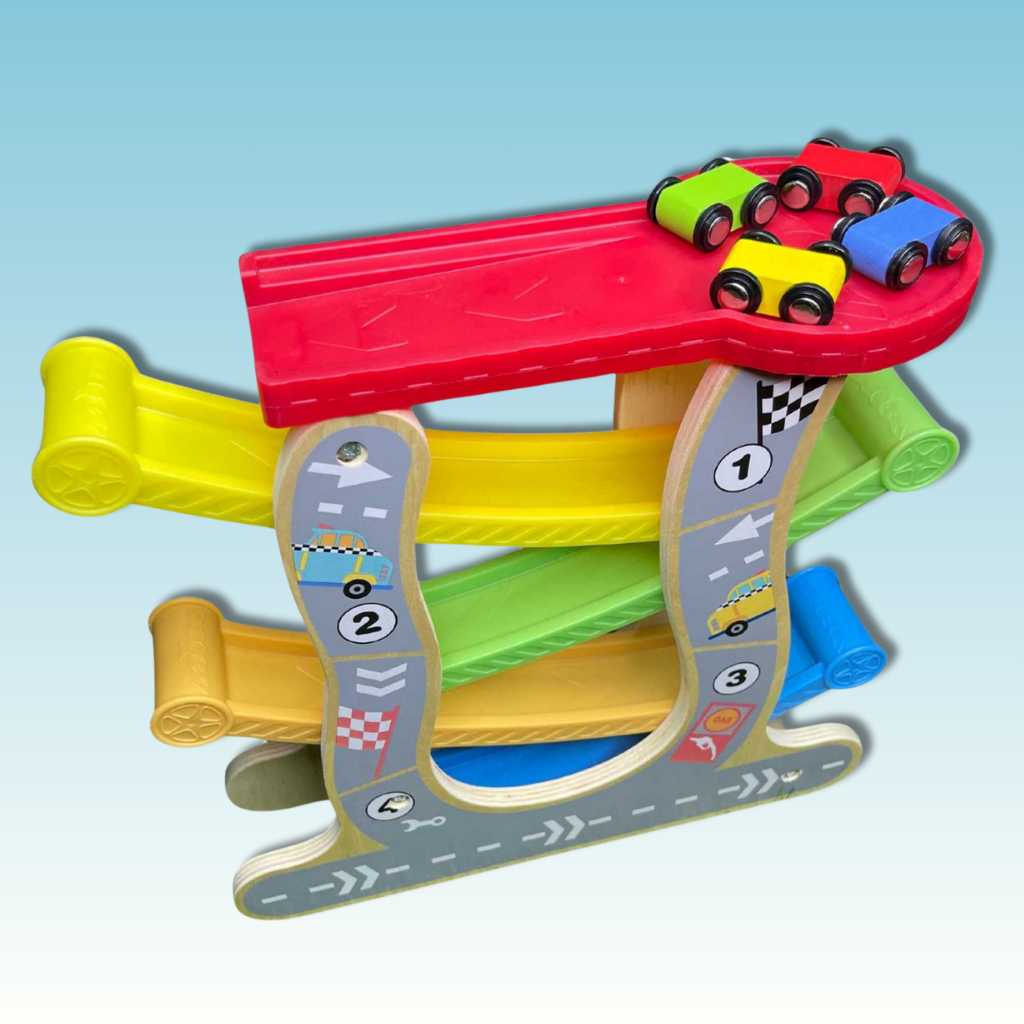 Inertia-Powered Wooden Car Educational Toy 