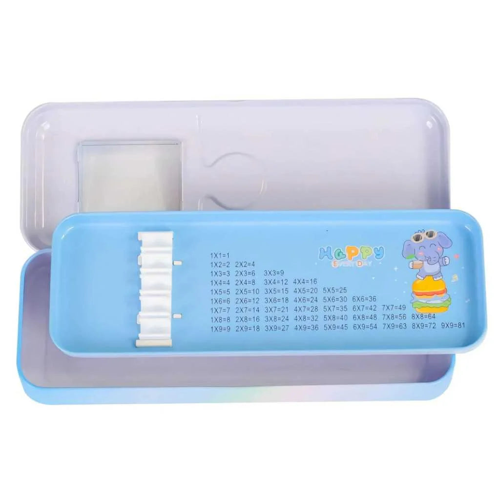 Kawaii Animal Double-Layer Metal Pencil Box - Durable Compass Case