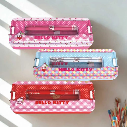 Kawaii Cat Metal Pencil Box Gift Set - Durable School Case