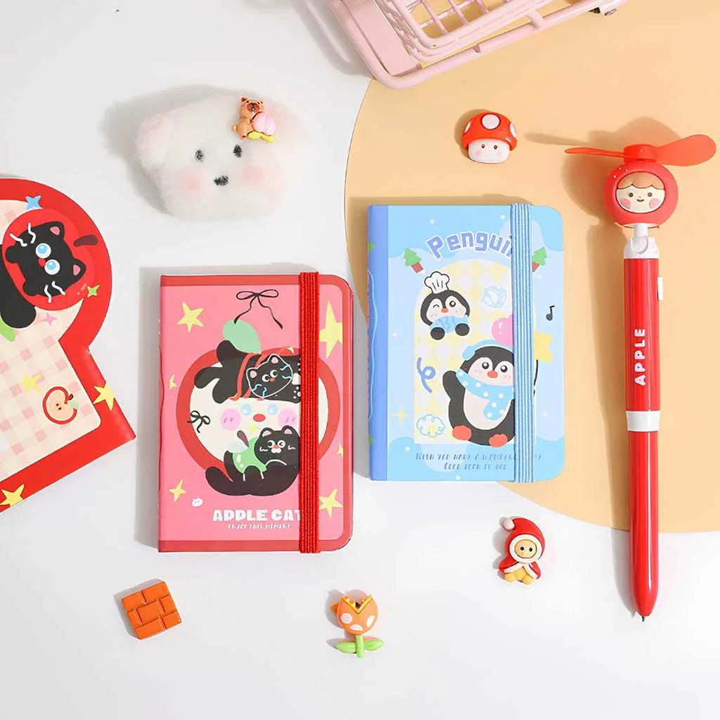 Kawaii Cat Penguin Notebook - Adorable Aesthetic Mini Diary for Kids