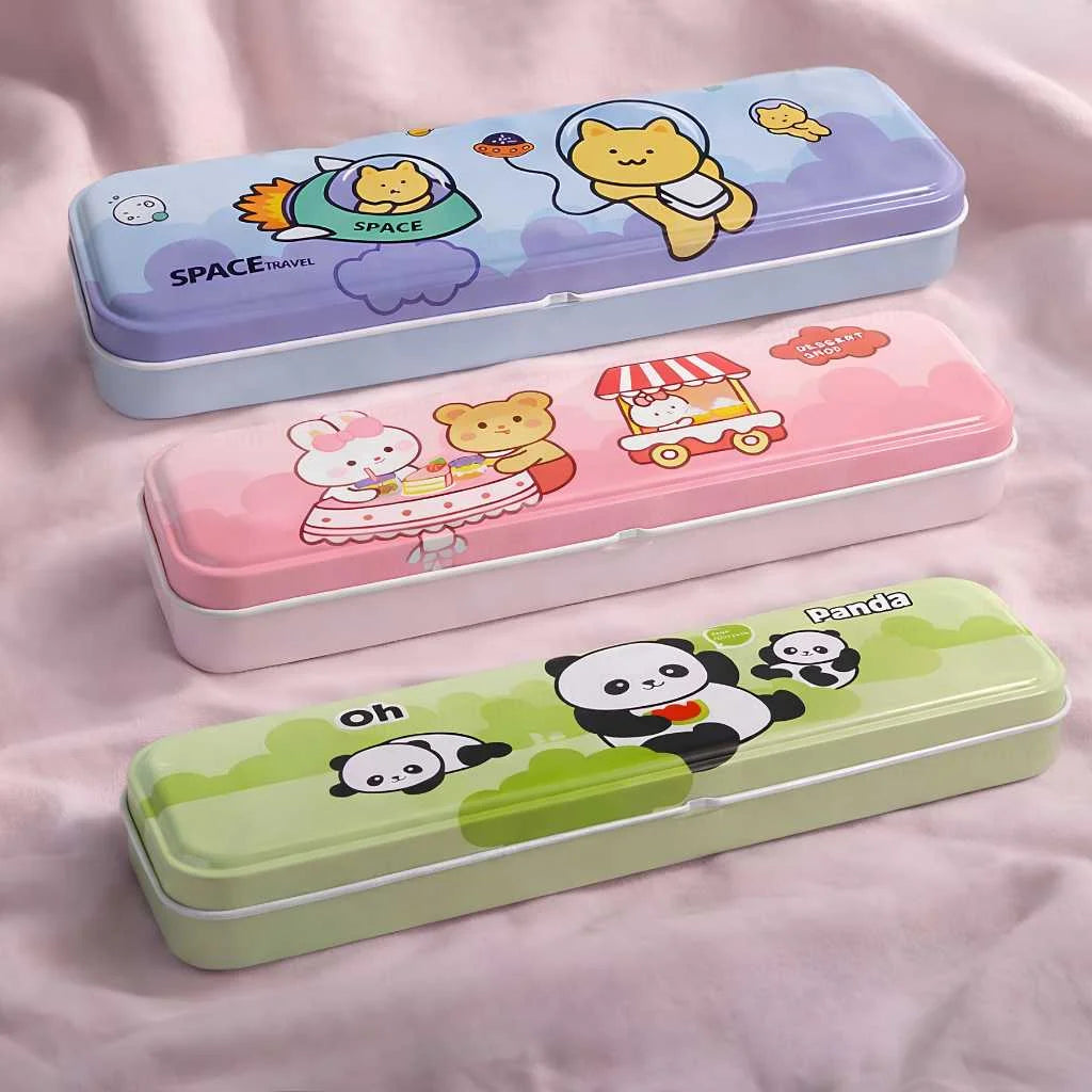Kawaii Character Pencil Box - Durable Metal School Case