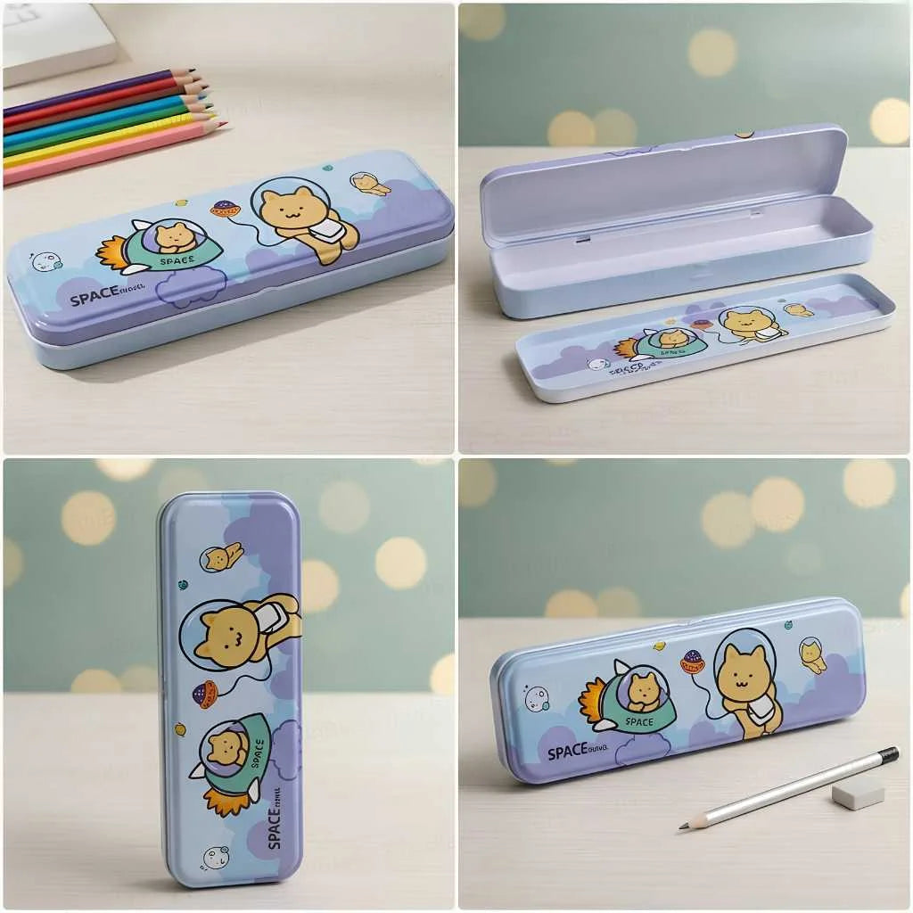 Kawaii Character Pencil Box - Durable Metal School Case