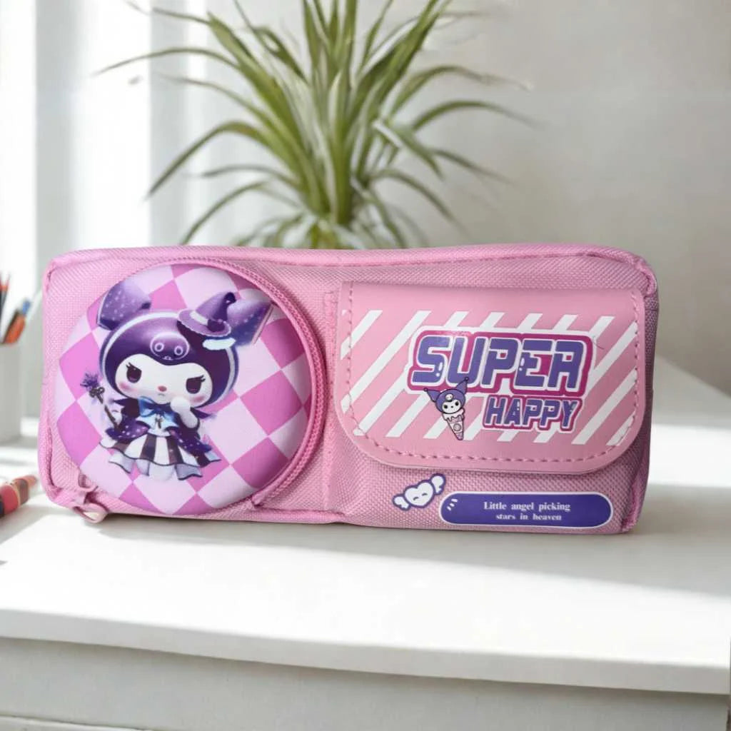 Kawaii Multi-Compartment Pink Pencil Pouch for Girls | DODKart
