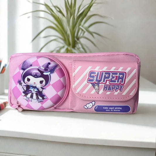 Kawaii Multi-Compartment Pink Pencil Pouch for Girls | DODKart