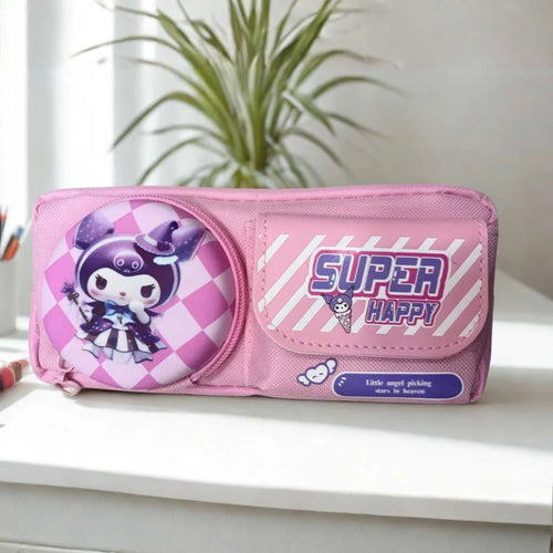Kawaii Multi-Compartment Pink Pencil Pouch for Girls | DODKart