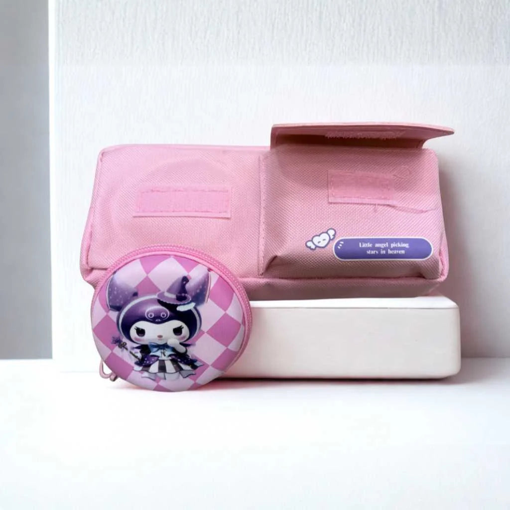 Kawaii Multi-Compartment Pink Pencil Pouch for Girls | DODKart