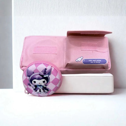 Kawaii Multi-Compartment Pink Pencil Pouch for Girls | DODKart
