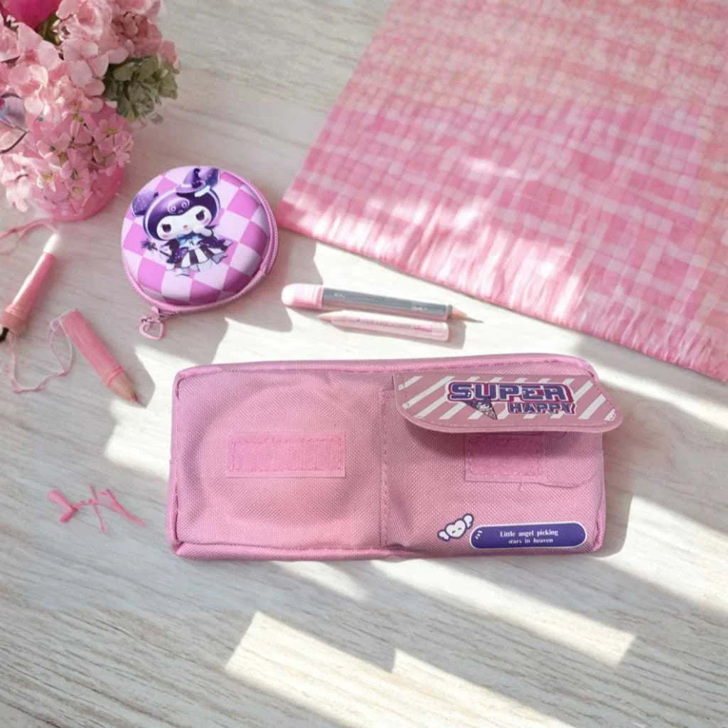 Kawaii Multi-Compartment Pink Pencil Pouch for Girls | DODKart
