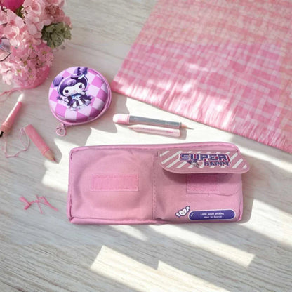 Kawaii Multi-Compartment Pink Pencil Pouch for Girls | DODKart