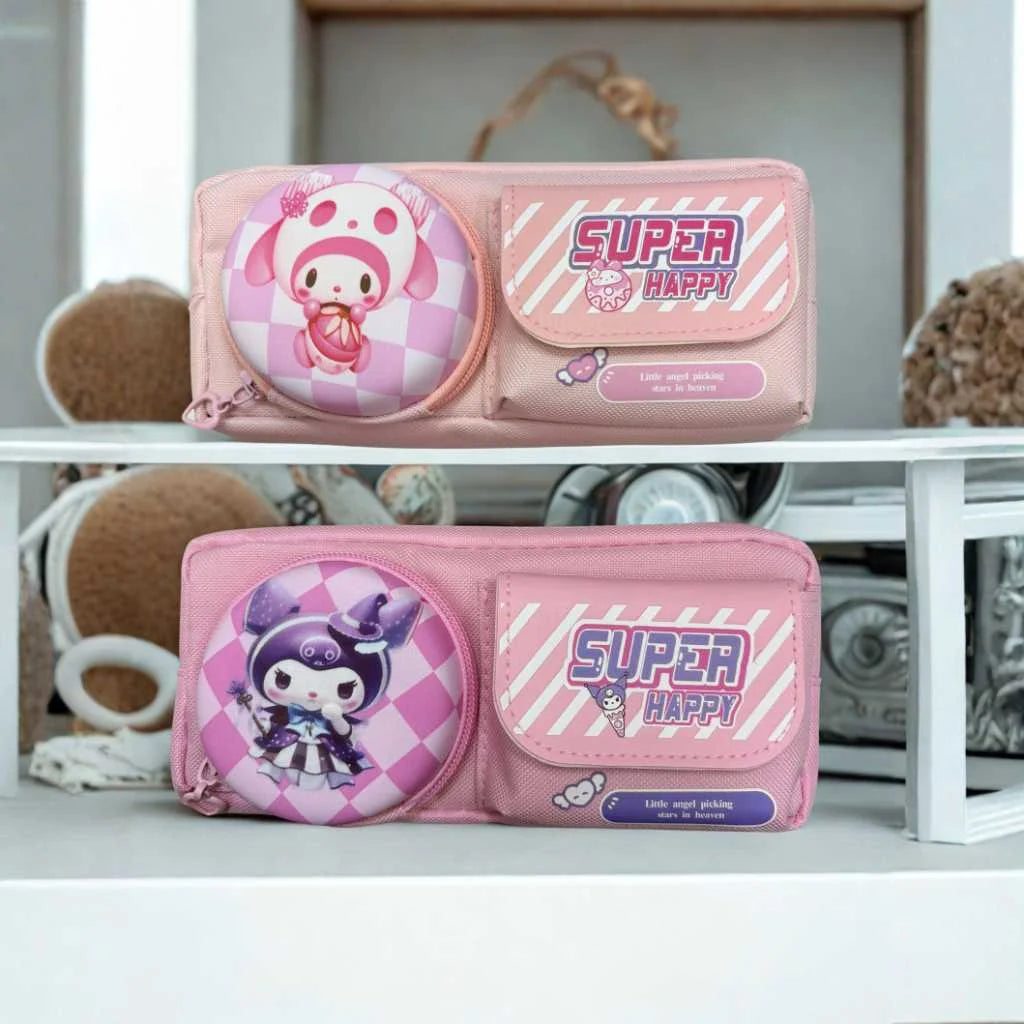 Kawaii Multi-Compartment Pink Pencil Pouch for Girls | DODKart