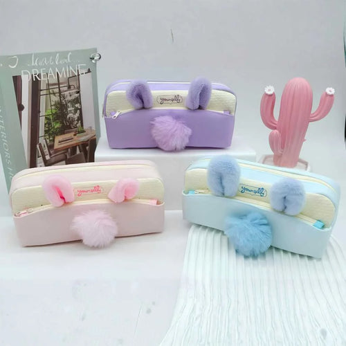 Kawaii Rabbit Ear Pencil Pouch for Girls - Fluffy Cute Case | DODKart