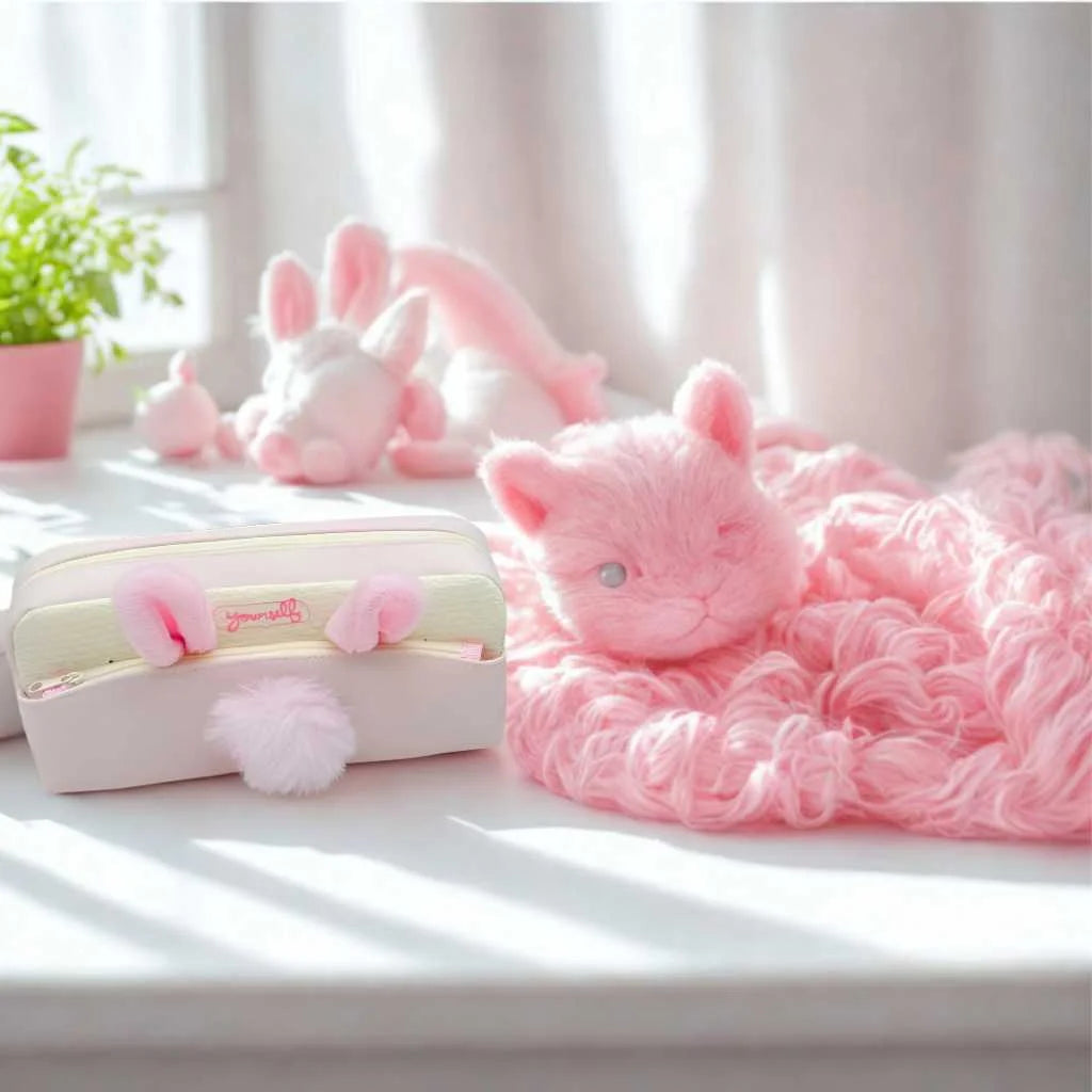 Kawaii Rabbit Ear Pencil Pouch for Girls - Fluffy Cute Case | DODKart