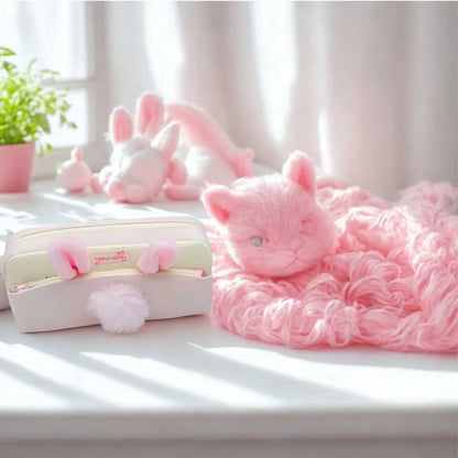 Kawaii Rabbit Ear Pencil Pouch for Girls - Fluffy Cute Case | DODKart