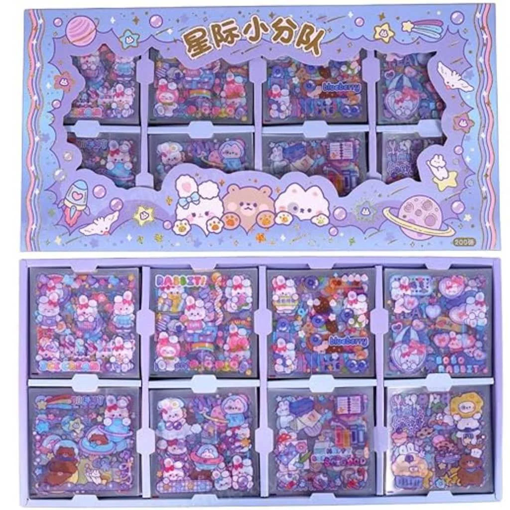 Kawaii Washi Cute Cartoon Stickers Set of 200 Pieces