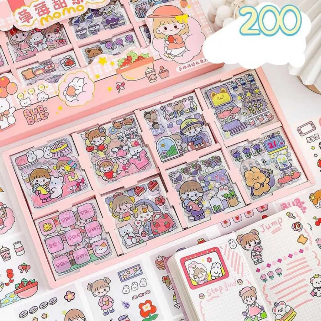 Kawaii Washi Cute Cartoon Stickers Set of 200 Pieces