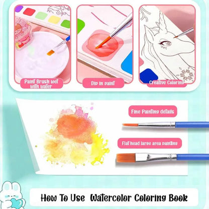 Kids Watercolor Coloring Book | 20-Page Non-Toxic Art Discovery Set