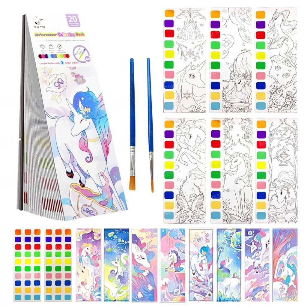 Kids Watercolor Coloring Book | 20-Page Non-Toxic Art Discovery Set