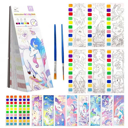 Kids Watercolor Coloring Book | 20-Page Non-Toxic Art Discovery Set
