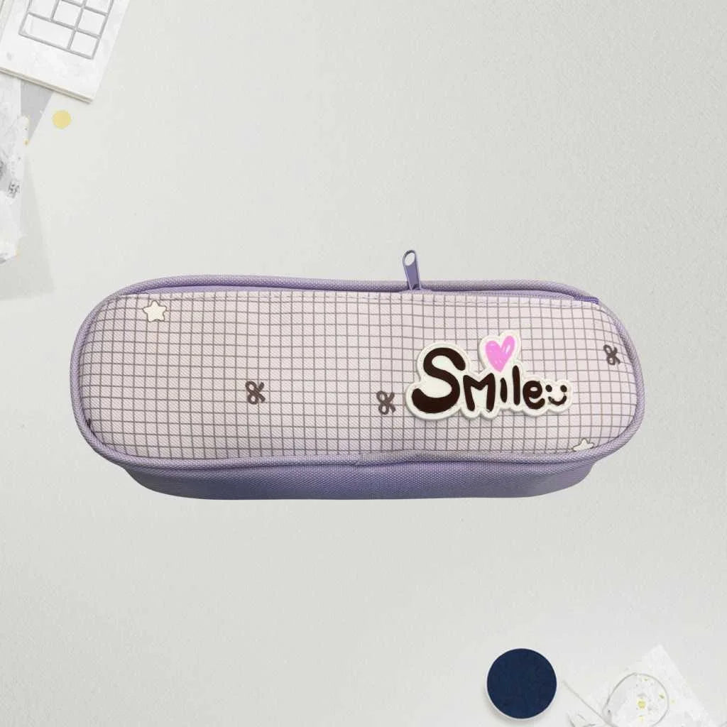Large Capacity Grid Pattern Pencil Pouch for Kids | Durable & Smart