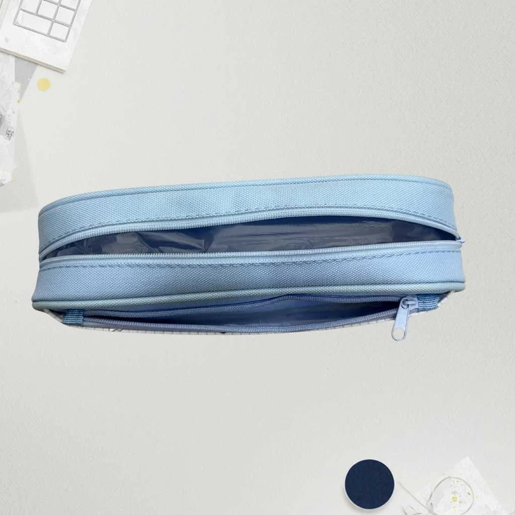 Large Capacity Grid Pattern Pencil Pouch for Kids | Durable & Smart