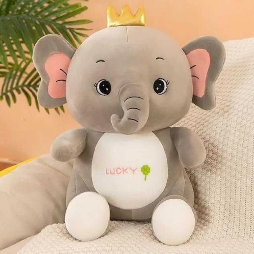 Large Elephant Soft Toy 50cm Royal Crown Premium Plushie
