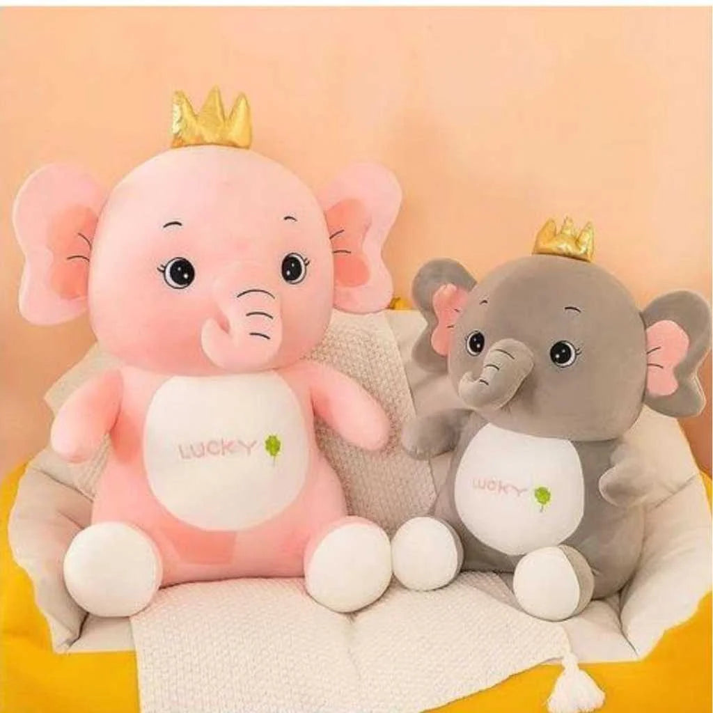 Large Elephant Soft Toy 50cm Royal Crown Premium Plushie