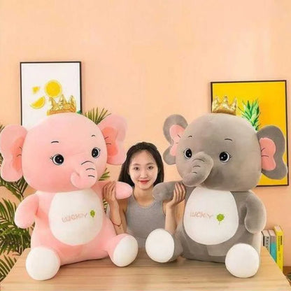 Large Elephant Soft Toy 50cm Royal Crown Premium Plushie
