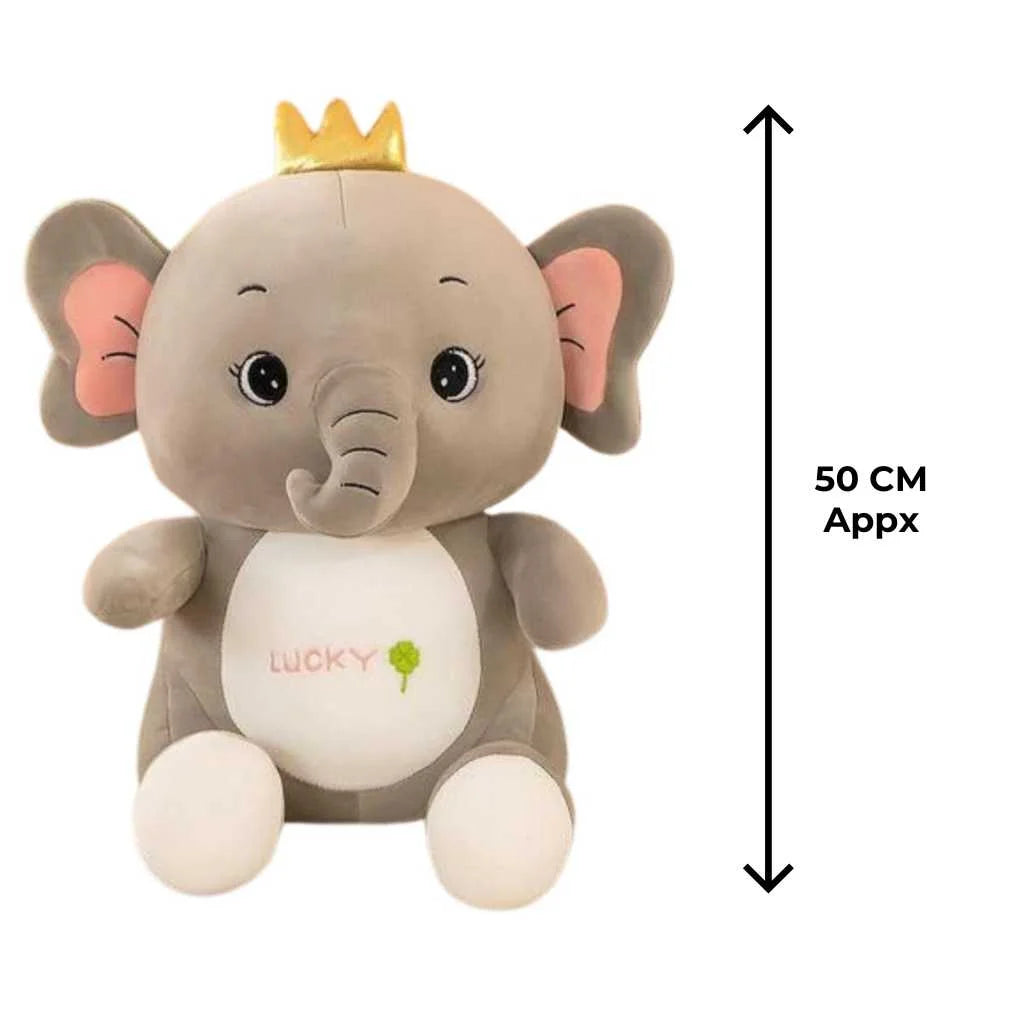 Large Elephant Soft Toy 50cm Royal Crown Premium Plushie