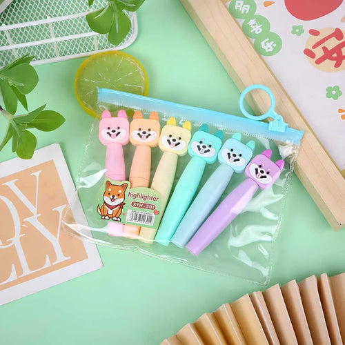Little Sweet Dog Highlighters - Cute 6-Color Set | DODKart