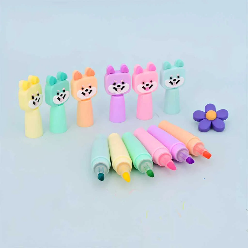 Little Sweet Dog Highlighters - Cute 6-Color Set | DODKart