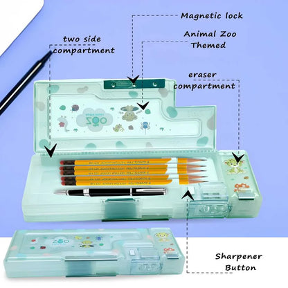 Magnetic Pencil Case with Sharpener for Kids | Premium Luxury Organizer