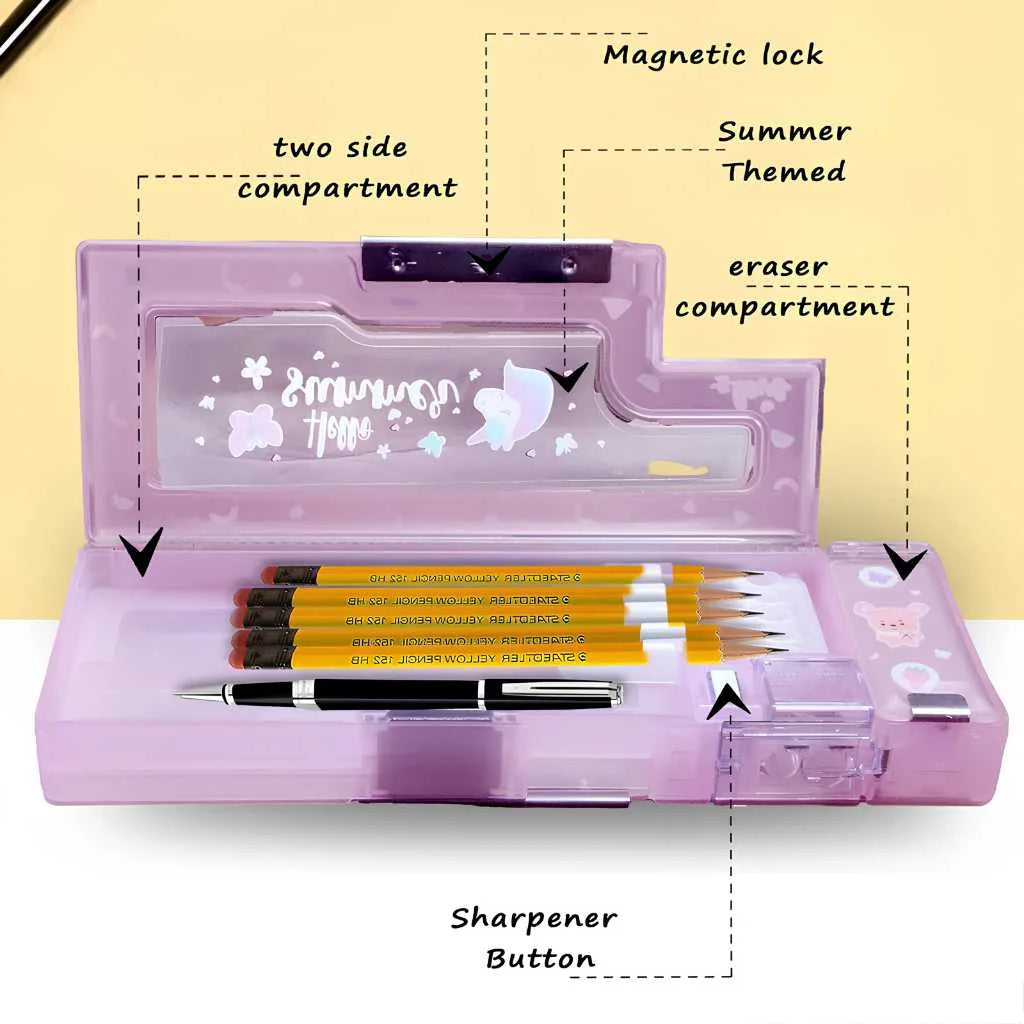 Magnetic Pencil Case with Sharpener for Kids | Premium Luxury Organizer