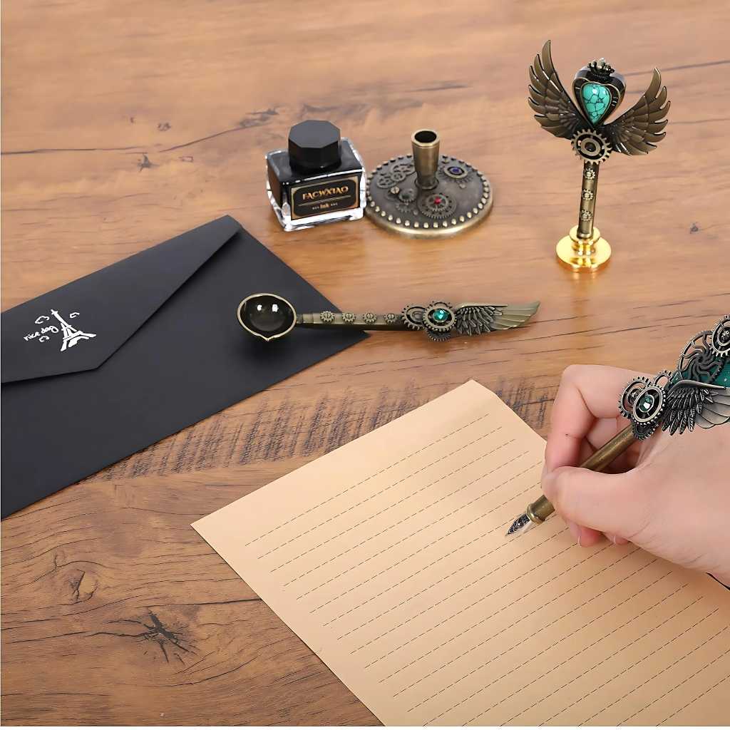 marco polo 13 antique calligraphy feather pen set