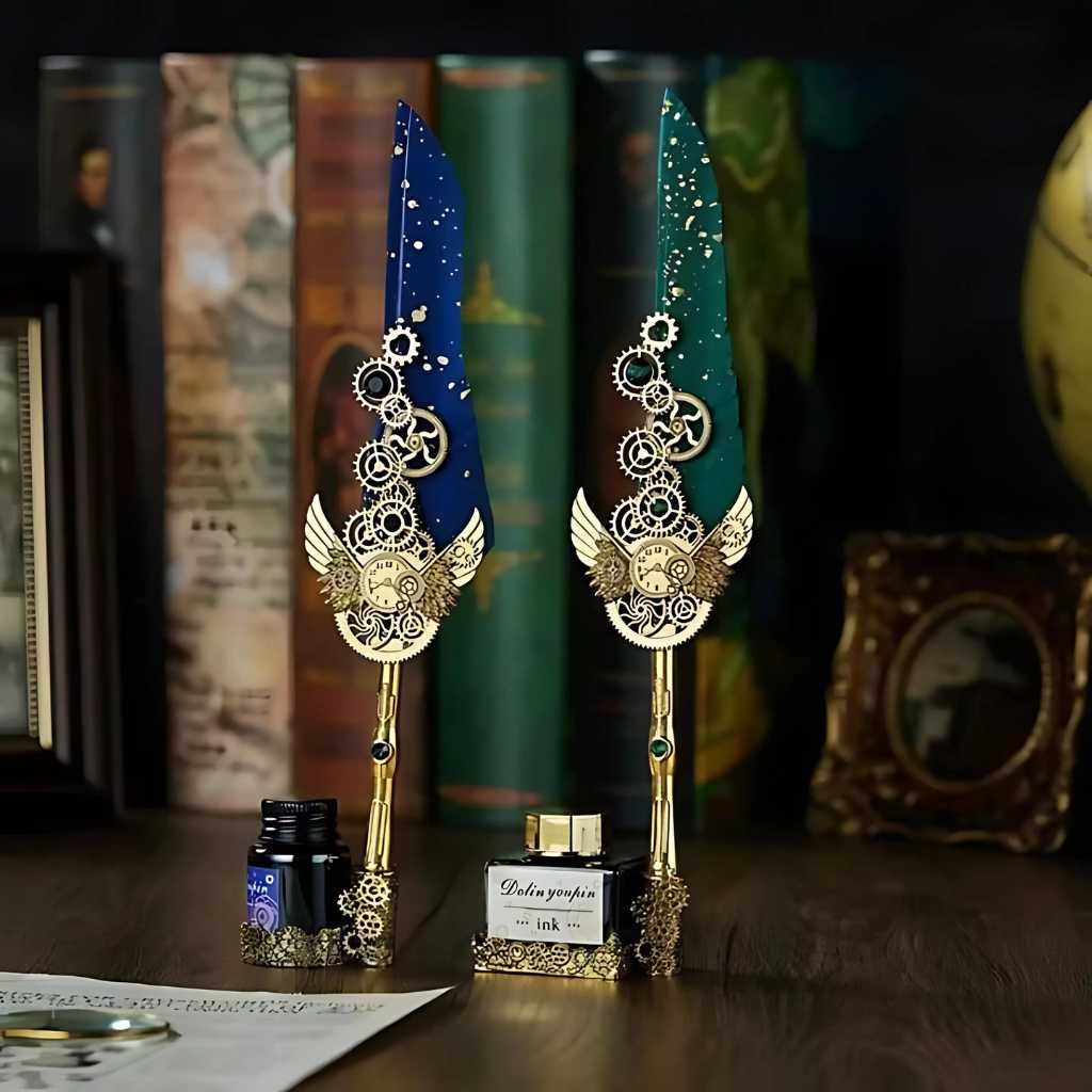 marco polo 13 antique calligraphy feather pen set