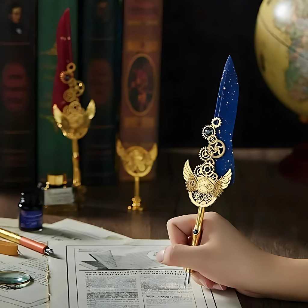 marco polo 13 antique calligraphy feather pen set