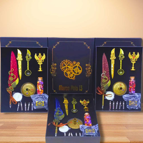 Marco Polo 13 Antique Calligraphy Feather Pen Set