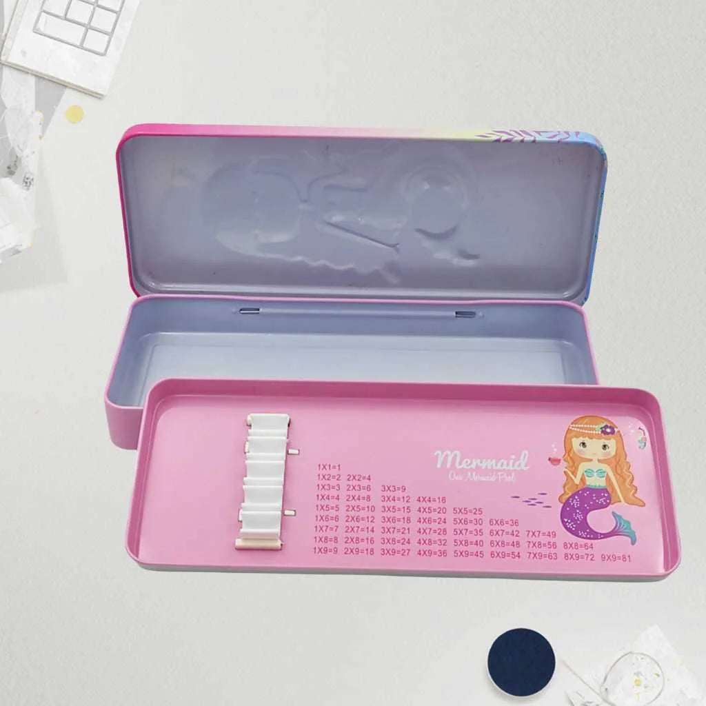 Mermaid 3D Embossed Steel Pencil Box - Durable Kids Case