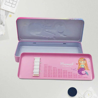 Mermaid 3D Embossed Steel Pencil Box - Durable Kids Case