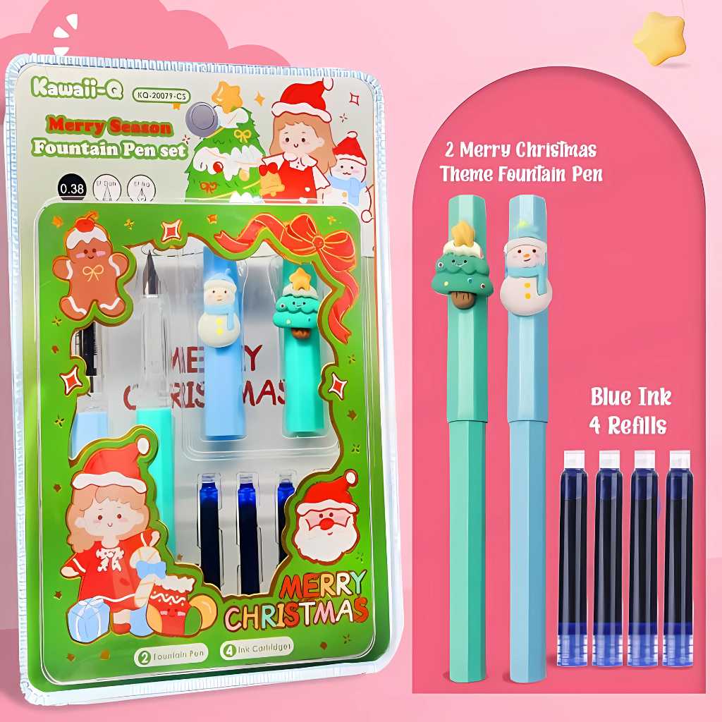 merry christmas fountain pen set for kids