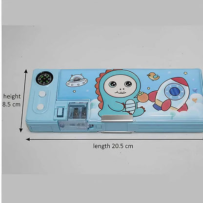 Multifunction Pencil Box - Kids Geometry Case with Secret Compartment (Dino, Elephant, Rabbit)