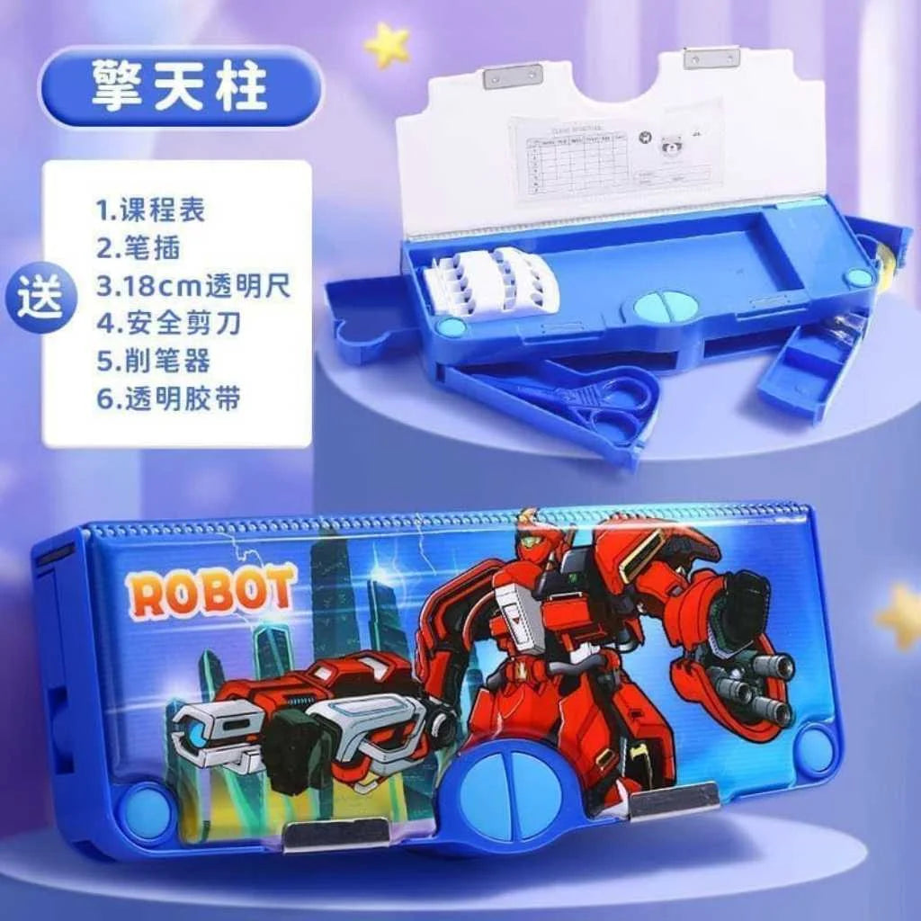 Multifunction Robot Pencil Box for Kids | All-in-One Stationery Kit